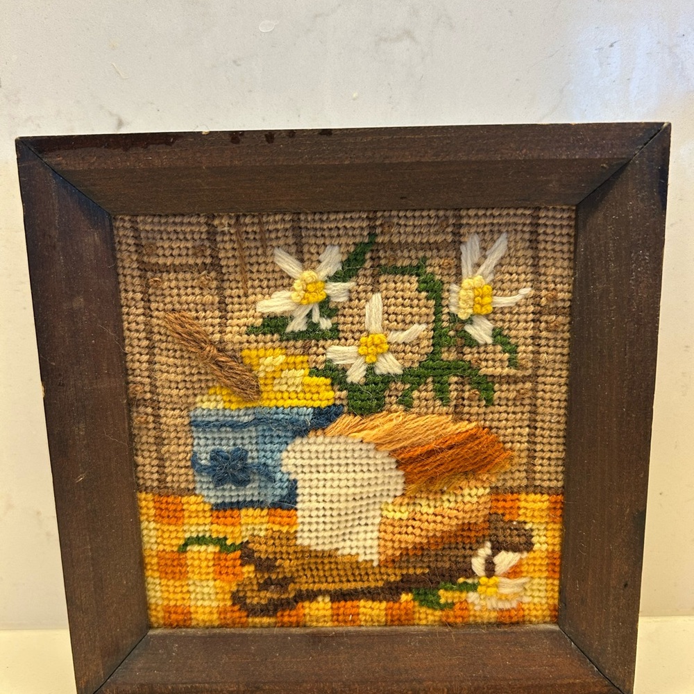 Vintage Framed Cross Stitch Still Life Scenes- Floral, Fruit & Coffee Motifs - Picture 15 of 16